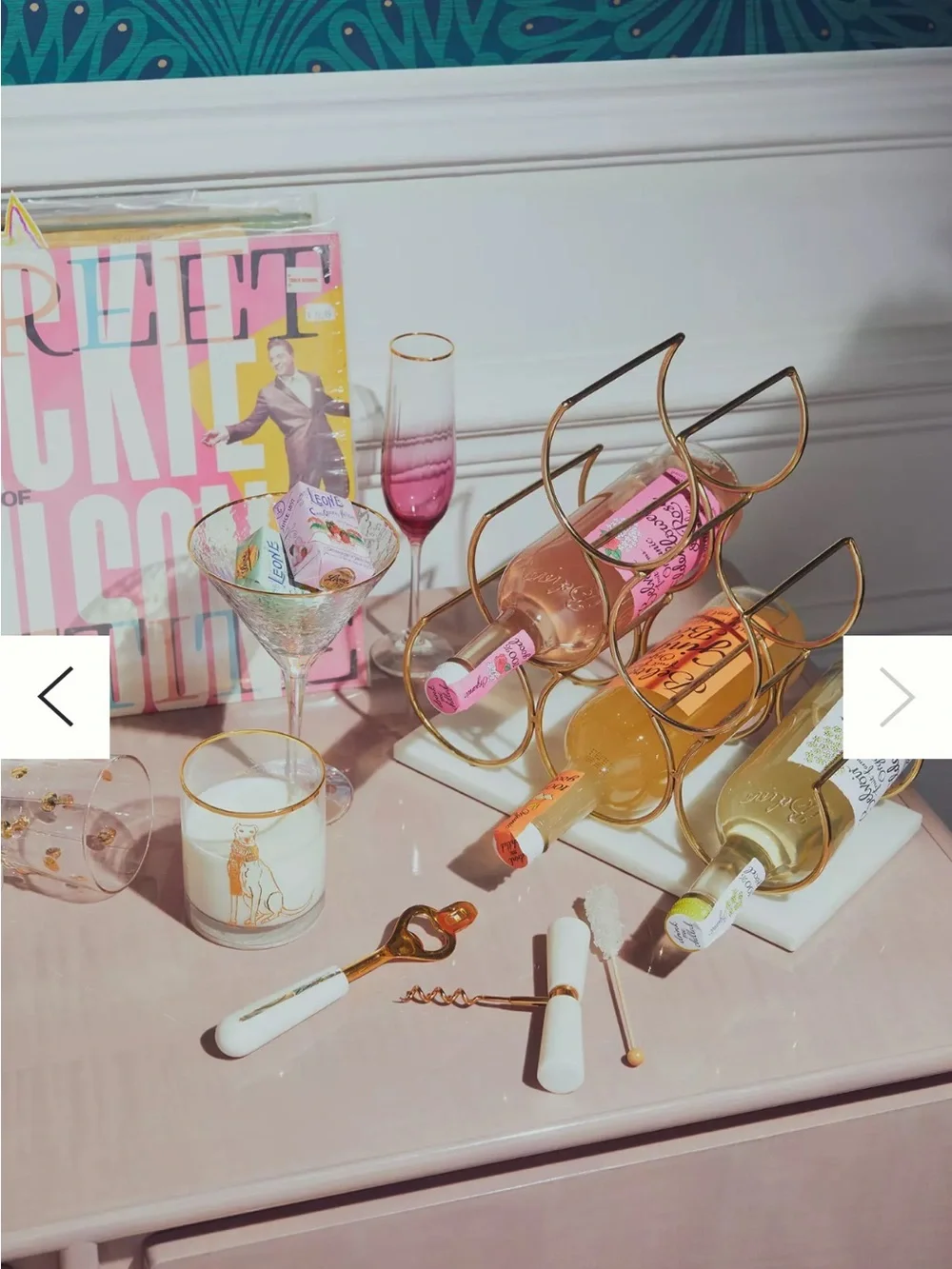 Anthropologie Gold and Marble Wine Rack Large
